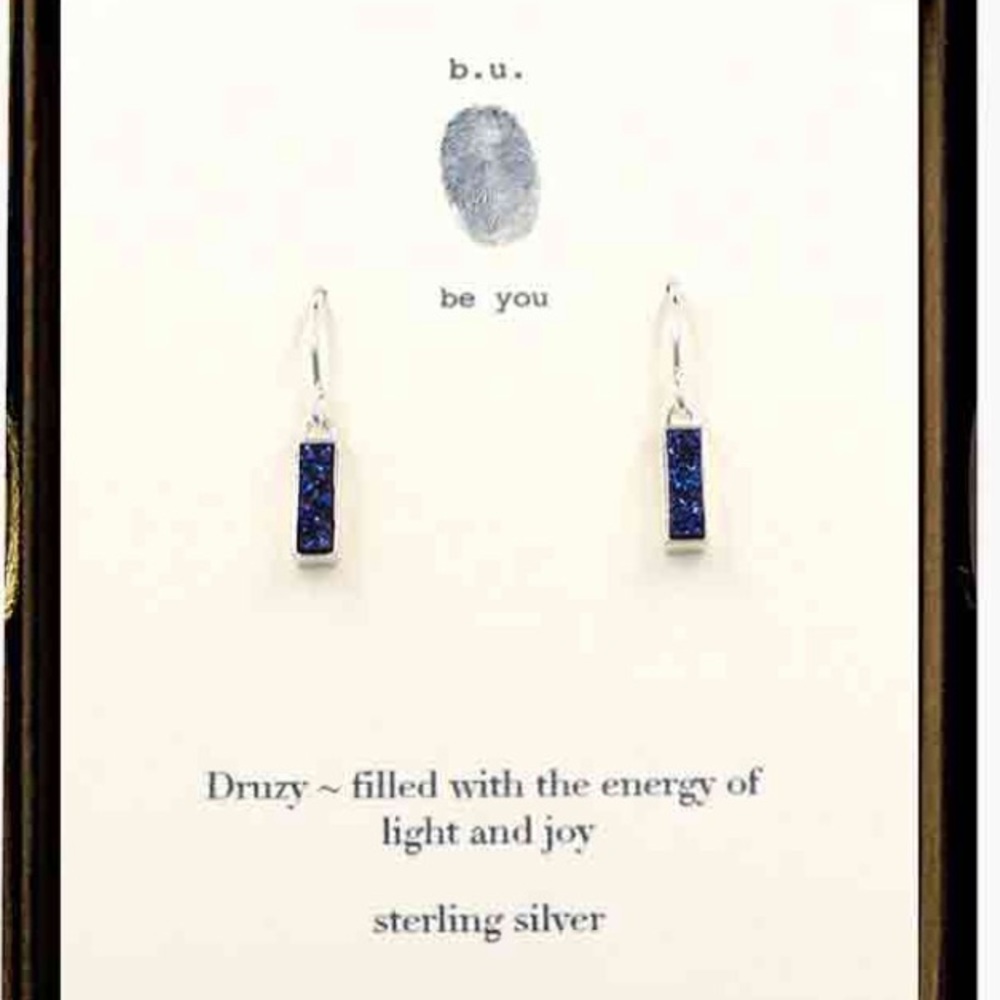 Silver Druzy Bar Earrings